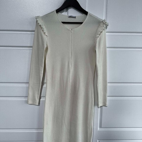 ZARA Cream Long Sleeve Dress - Picture 1 of 4